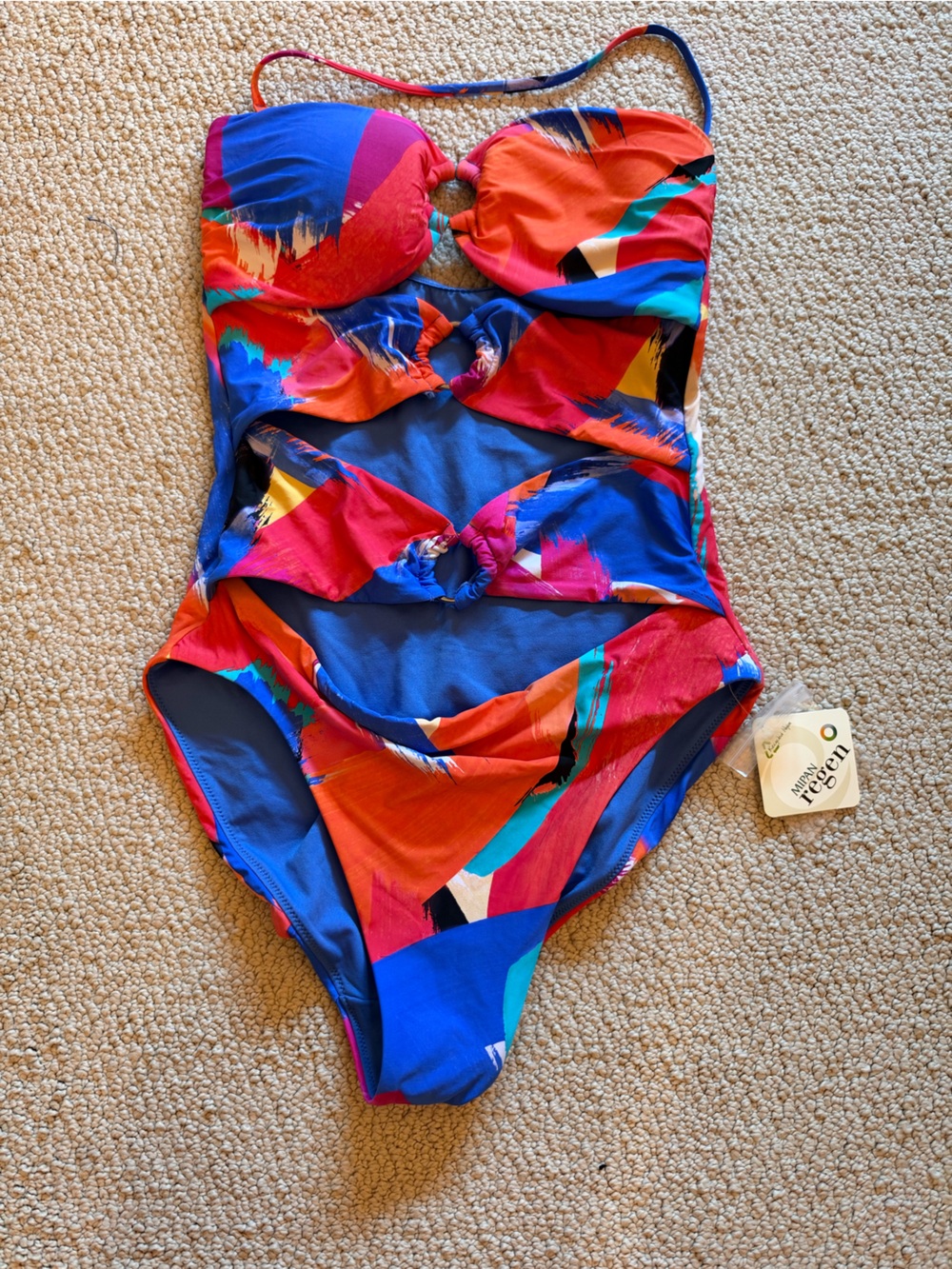 Seafolly Multicolor Cutout One-Piece Bikini - Blue, Red, Orange, Pink, Teal